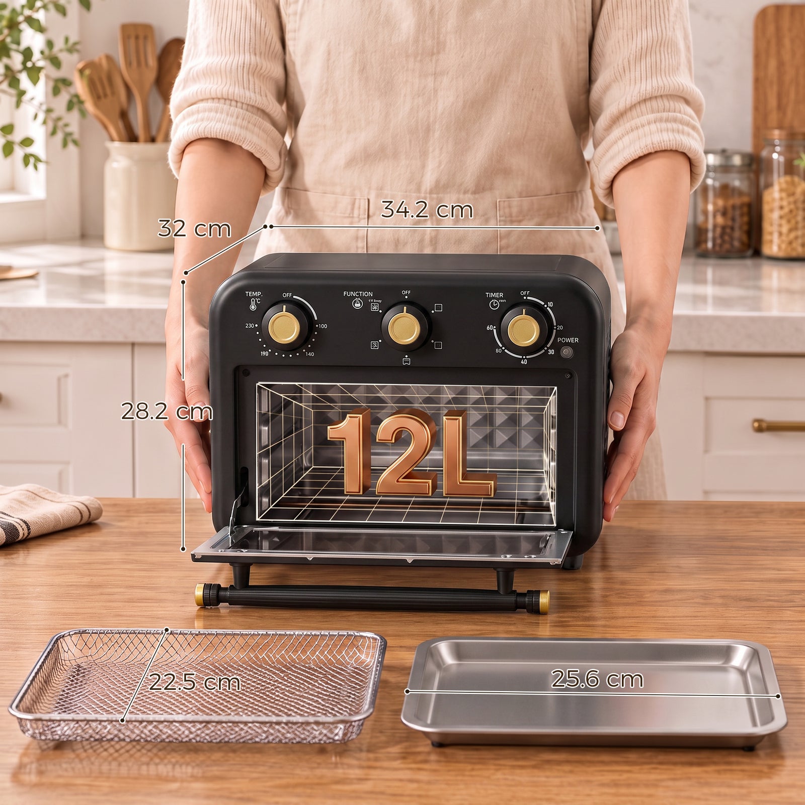 Air Fryer Toaster Oven, Convection Countertop Oven, with Adjustable Te
