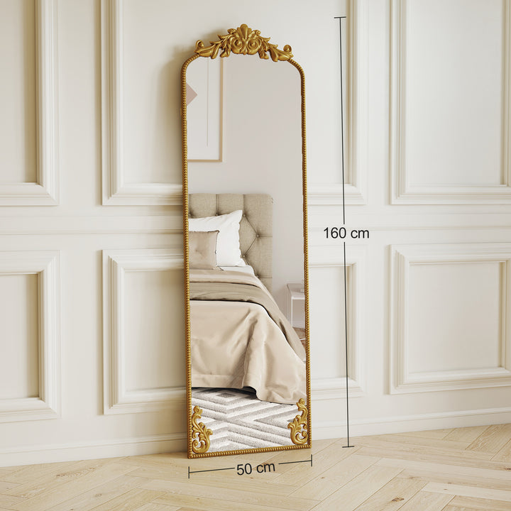 Full Length Mirror, 50 x 160 cm Floor Mirror with Baroque Metal Frame 