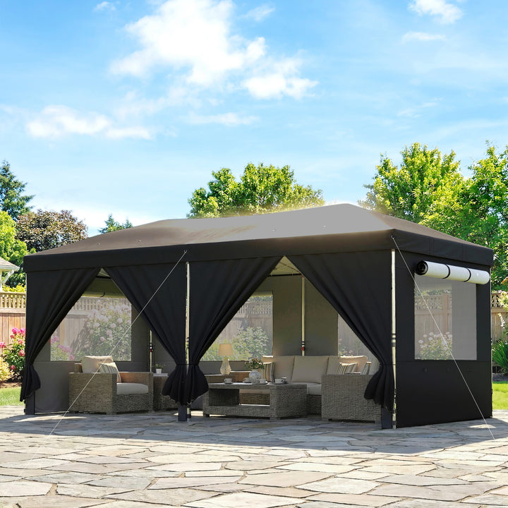 3 x 6 m Pop Up Canopy with UV50+ Protection Garden Gazebo with 6 Sidew