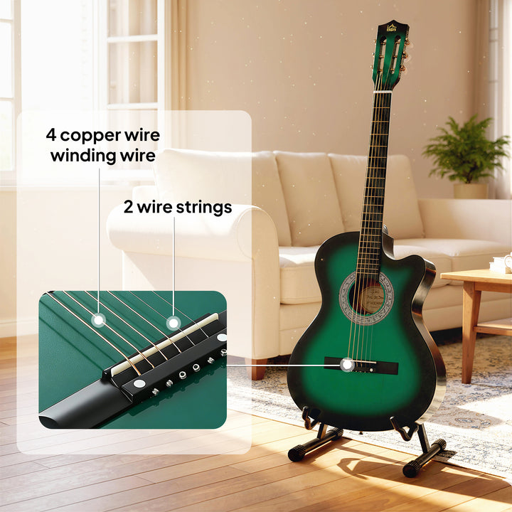 38 Inch Acoustic Electric Guitar, Beginner Junior Adult Guitar Gloss F