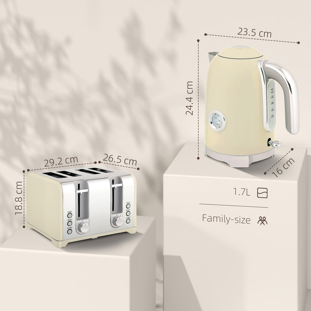 MCL Retro 3000W Kettle and Toaster Set - Cream