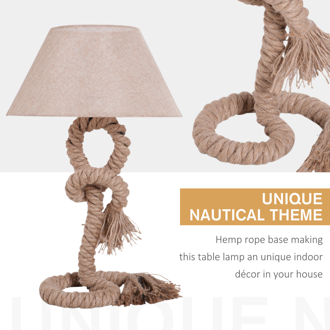 HOMCOM Bedroom Table Lamp, Bedside Light with Indispensable Nautical Twisted Rope, Glow E27 for Bedroom Living Room, Beige | Aosom UK