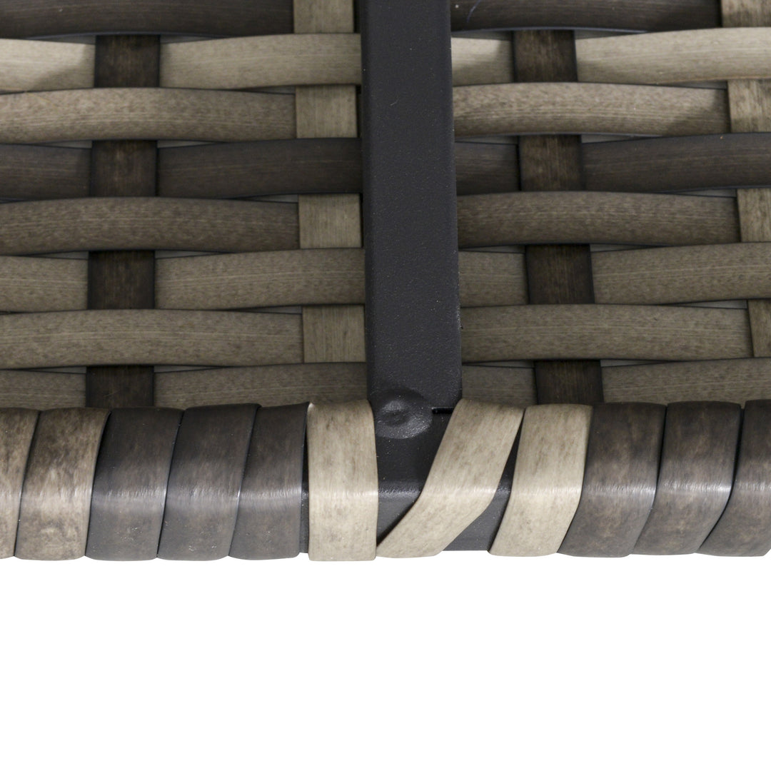 Outdoor PE Rattan Corner Sofa, Garden Wicker Furniture Single Sofa Chair w/ Cushions, Deep Grey