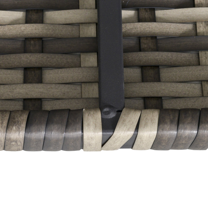 Outdoor PE Rattan Corner Sofa, Garden Wicker Furniture Single Sofa Chair w/ Cushions, Deep Grey