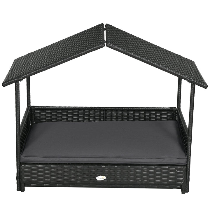 PawHut Extendable Elevated Dog Bed, Rattan Dog House w/ Water