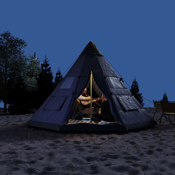 6 Men Tipi Tent with Carry Bag - Grey