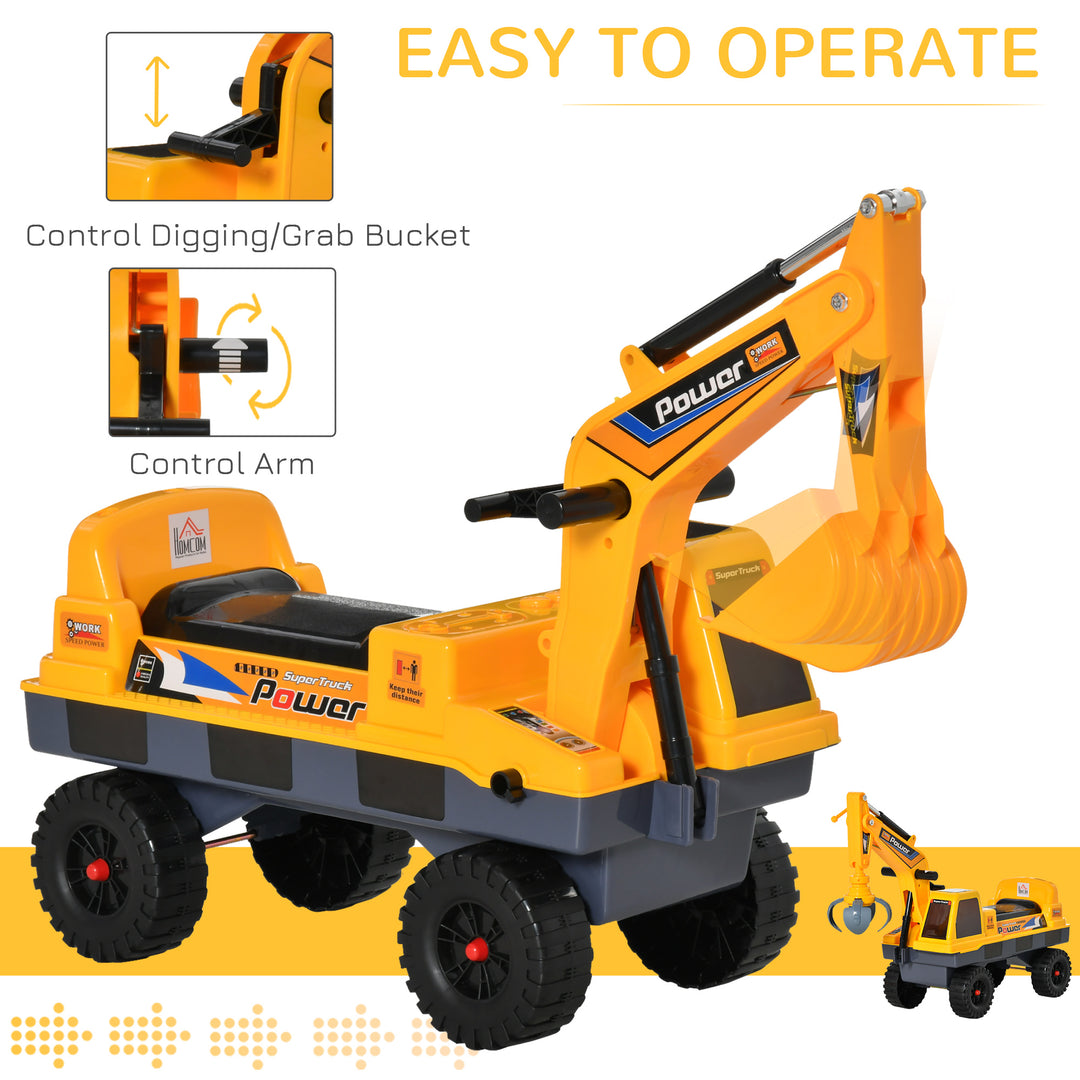 MCL 2 in 1 Ride on Excavator Digger No Power Detachable Digging Bucket and Grab Bucket Music Light for 2-3 Years Old