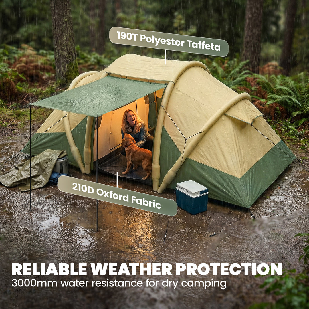 Inflatable Tent 2 Bedroom Tunnel Design Windproof Air Tent with Carry 