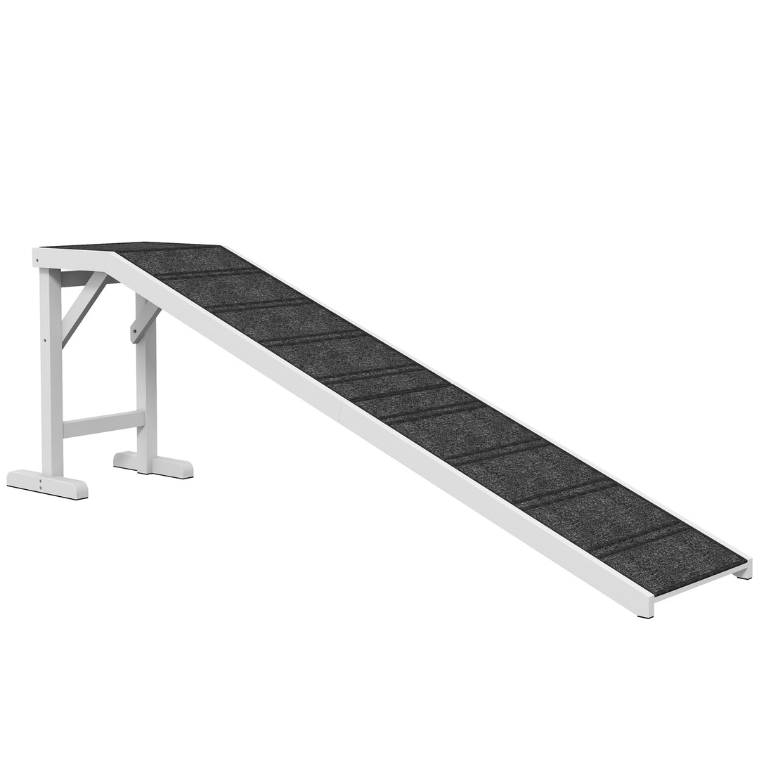 MCL Pet Ramp for Dogs with Non-Slip Carpet and Top Platform - White & Grey