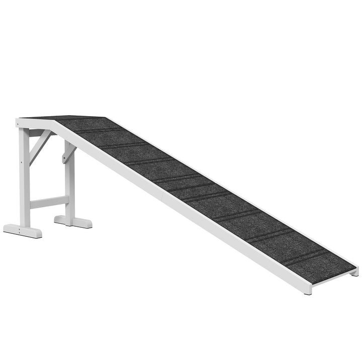 MCL Pet Ramp for Dogs with Non-Slip Carpet and Top Platform - White & Grey