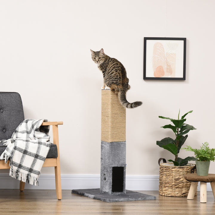 MCL Cat Tree Scratching Post for Indoor Cats 79cm Jute Scratcher Climber w/ Carpet Base Dangling Toy – Grey