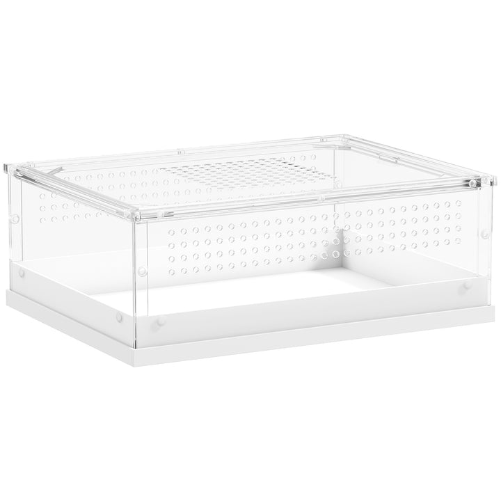 Acrylic Reptile Terrarium with Top Sliding Door, Vents, for Snake, Fro