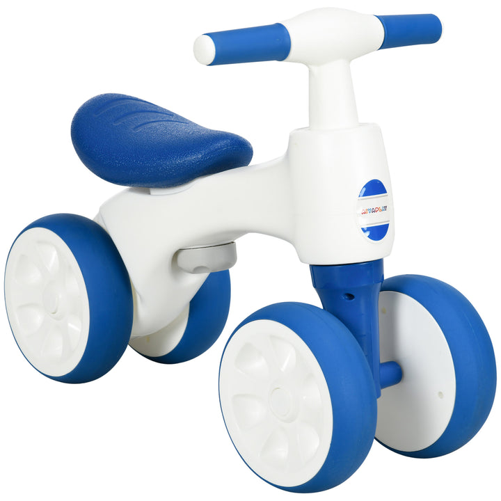 AIYAPLAY Toddler Balance Bike, 4-Wheel No Pedal Design, Anti-Slip Handlebars, Ideal Gift for 18-36 Months, Blue | Aosom UK