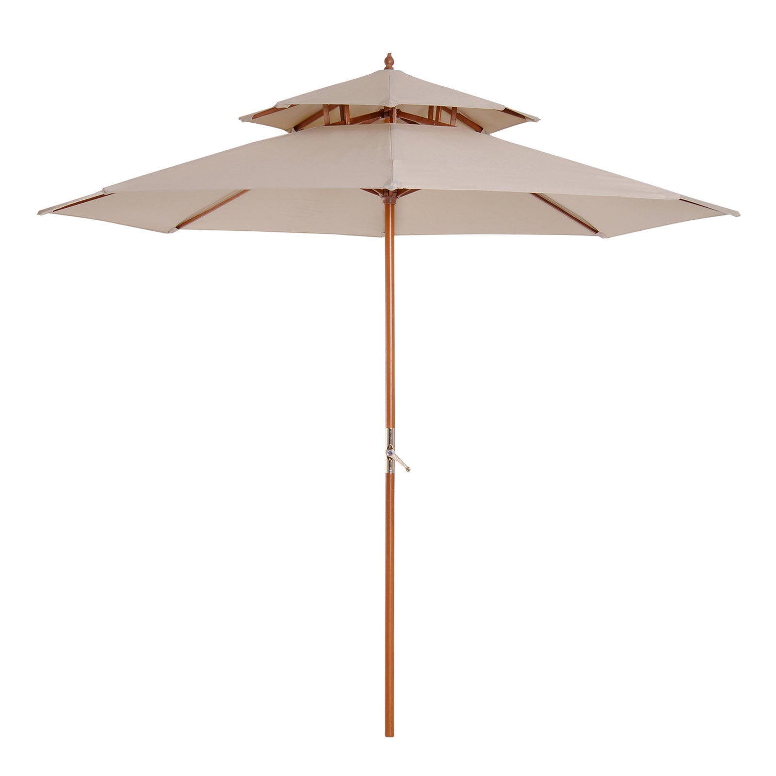 2.7m Elegant Wooden Frame Parasol Umbrella - Beige