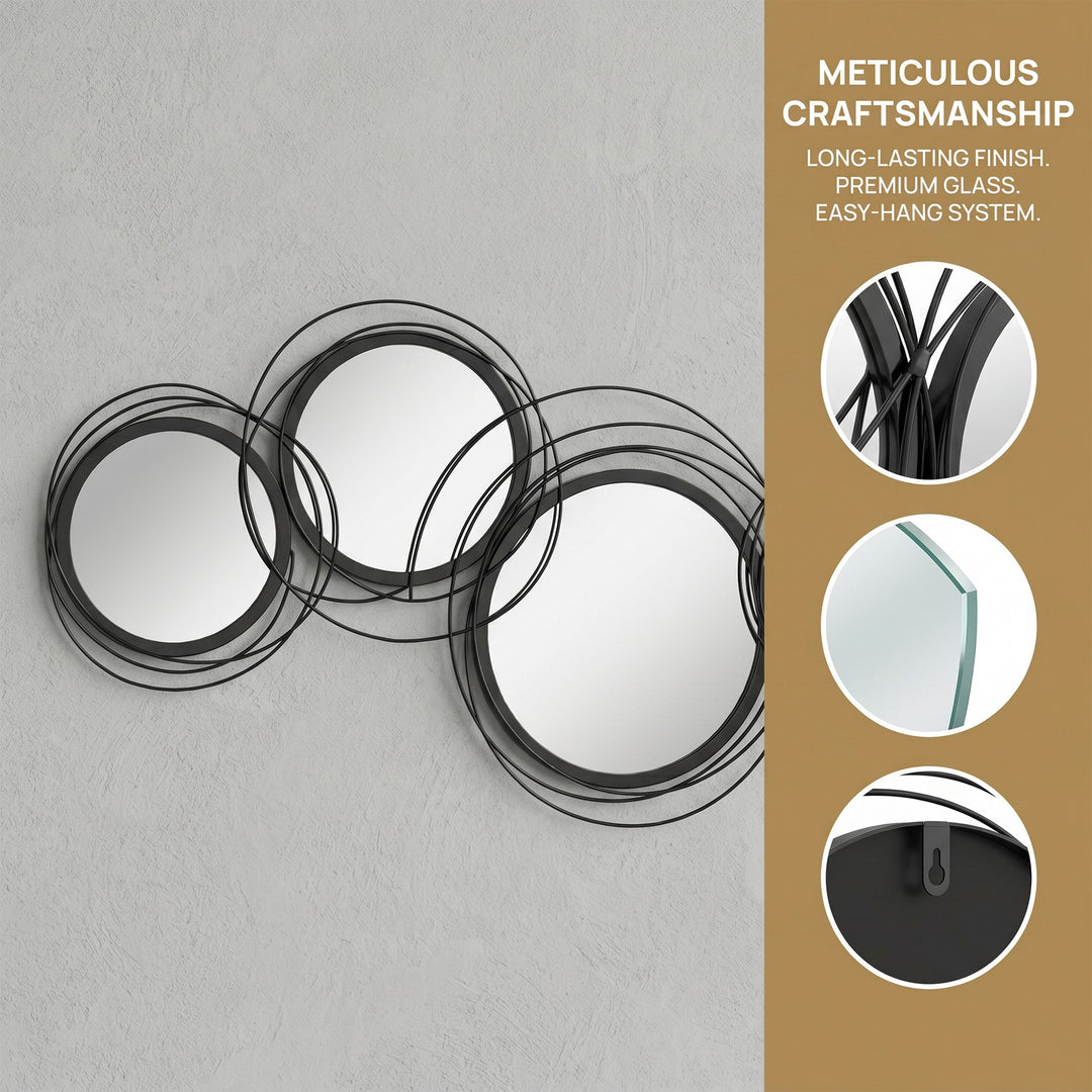 Metal Wall Art 56cm Modern Decorative Mirror Decor for Living Room Bed