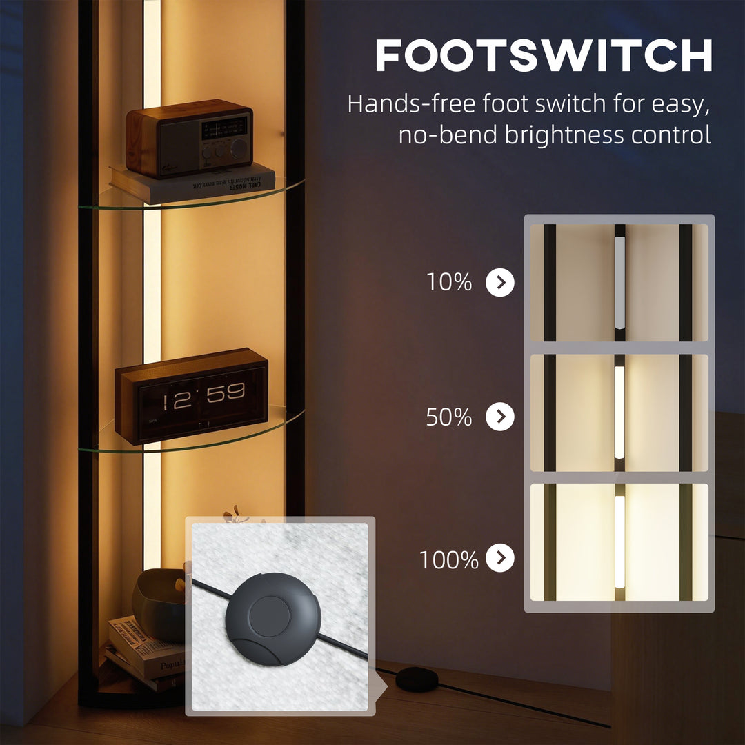 LED Floor Lamp with Shelves, Dimmable Standing Lamp with Foot Switch f