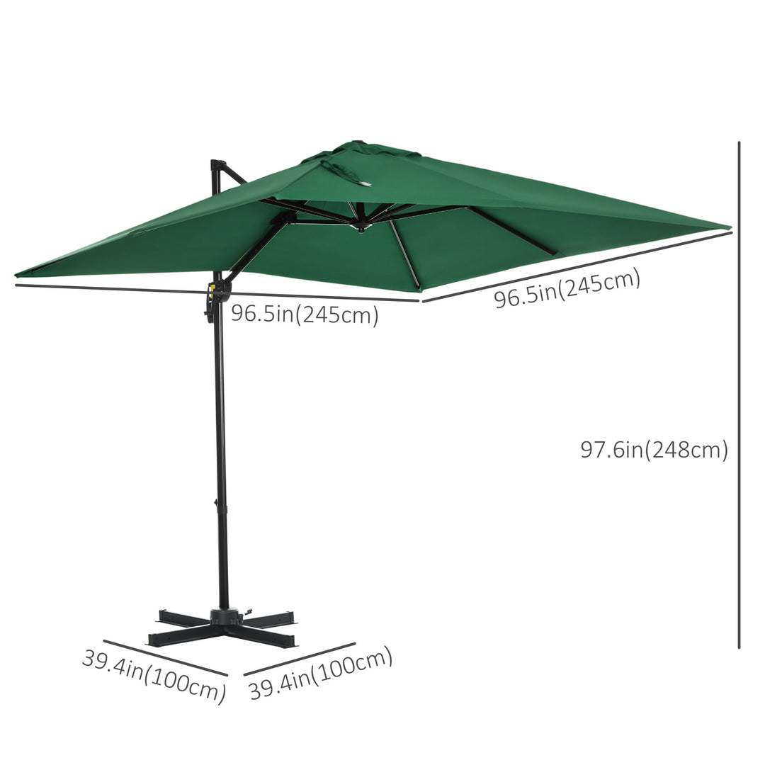 Square Umbrella Parasol W/360° Rotation, 245Lx245Wx248H cm-Green