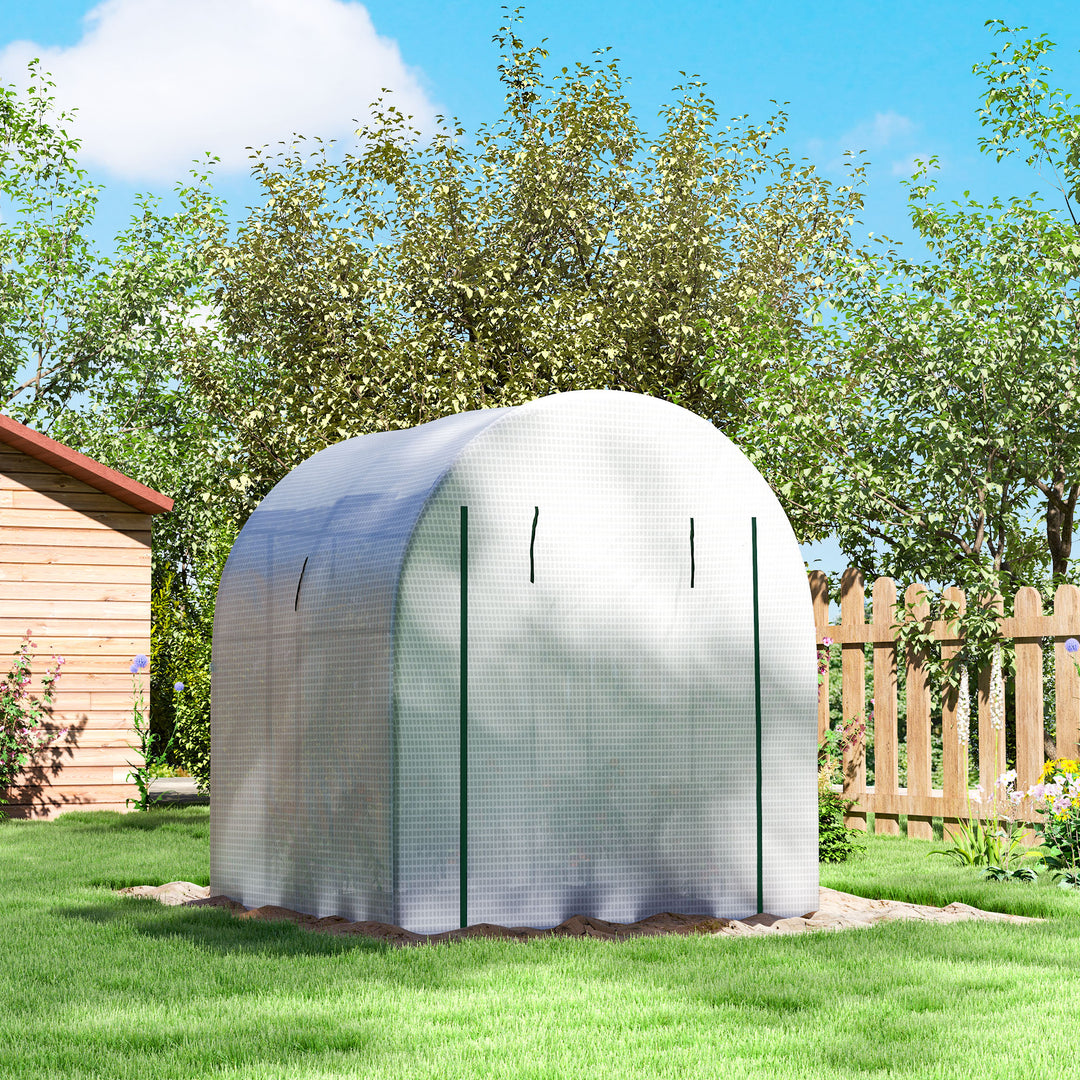 180 x 180cm Walk-In Polytunnel Greenhouse - White