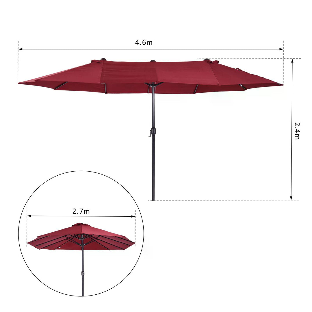4.6m Double-Sided Patio Parasol Sun Umbrella-Wine Red