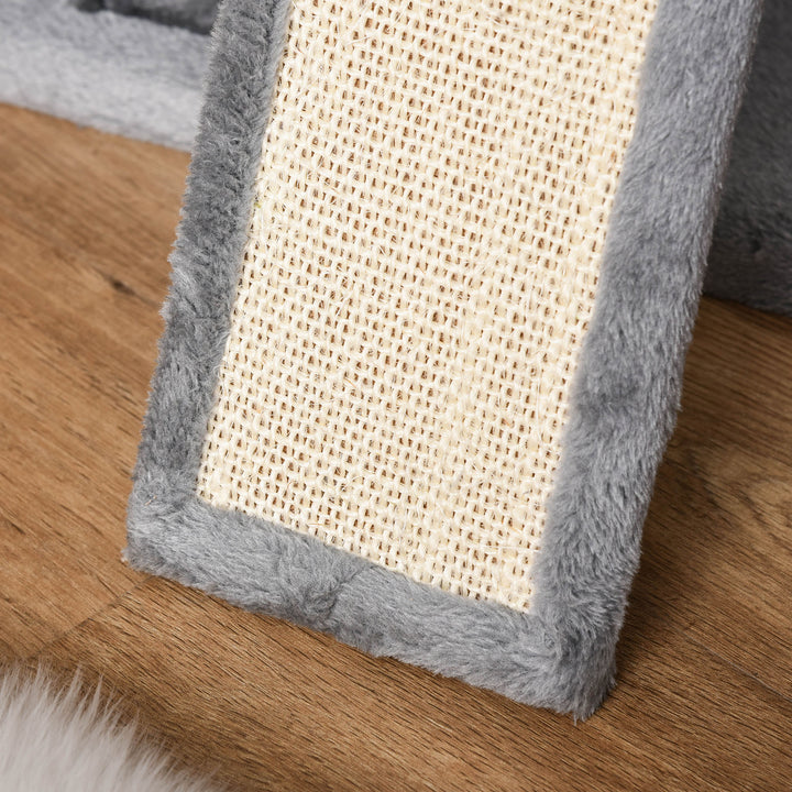 PawHut Cat tree Tower 111cm Climbing Kitten Activity Centre with Sisal Scratching Post Pad Perch Hanging Ball Hammock Condo Toy Grey | Aosom UK