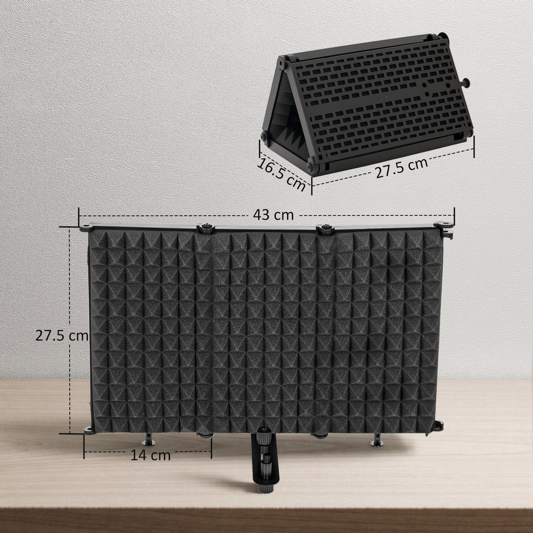 Studio Microphone Isolation Shield, Foldable Adjustable Recording Studio Equipment, 3-Panel High Density Absorbent Foam Shield with 3/8" Threaded Mount