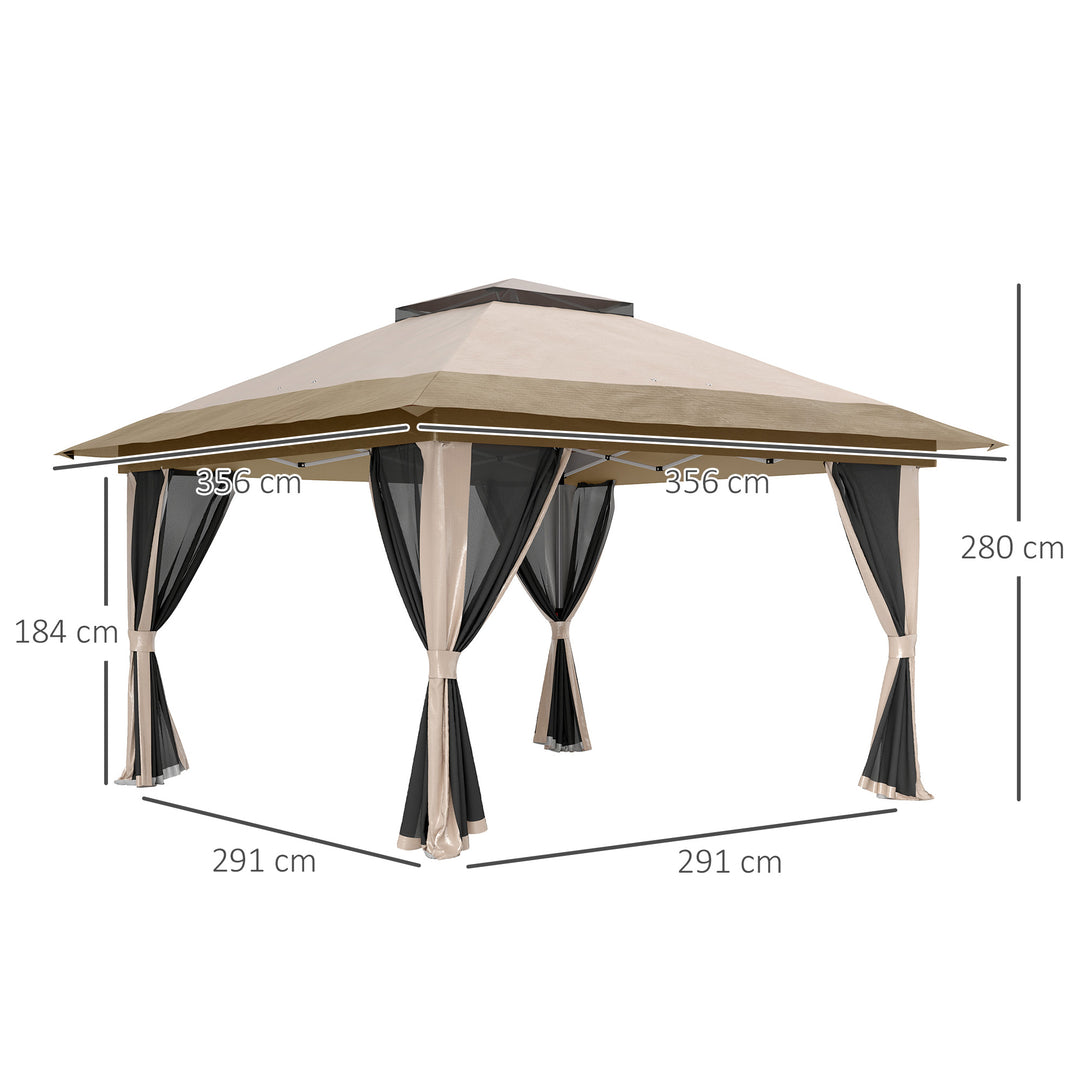 3.6 x 3.6m Pop-Up Gazebo, with Accessories - Beige