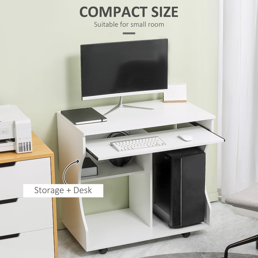MCL Multi-Storage Compact Work Desk, with Wheels - White