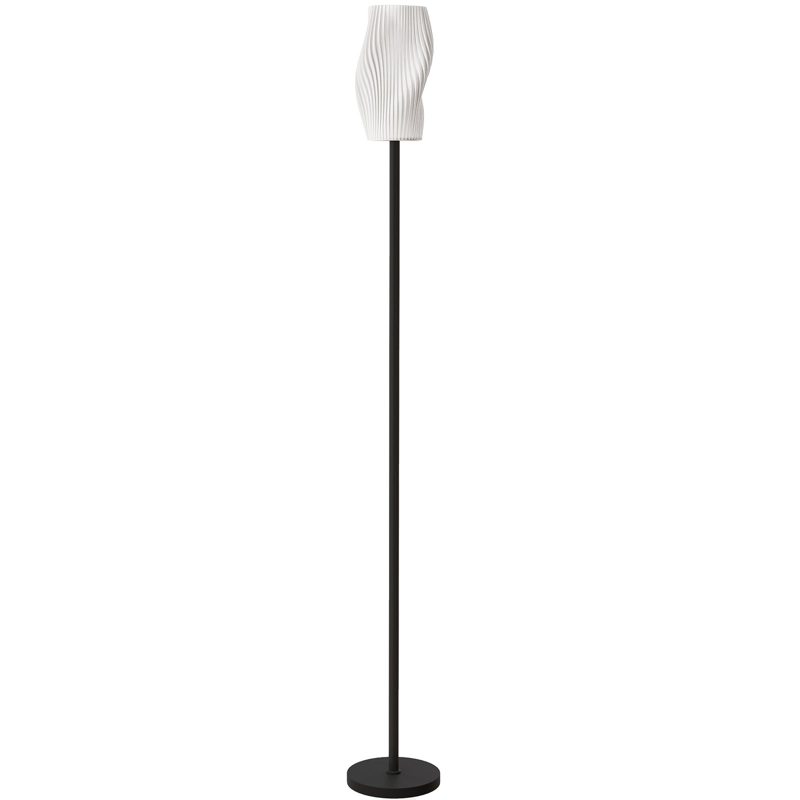 Floor Lamp for Living Room, 3D Printed Modern Standing Lamp with Flowing Curved Shade & Foot Switch, Minimalist Tall Pole Lampshade for Bedroom, Office, E27 Holder without Bulb (25W Max), White