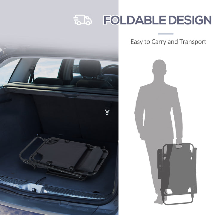 MCL 2 in 1 Folding Sun Lounger Reclining Garden Chair with 2-Level Adjustable Backrest, Outdoor Zero Gravity Recliner Garden Chair with Head Pillow and Armrests, Grey