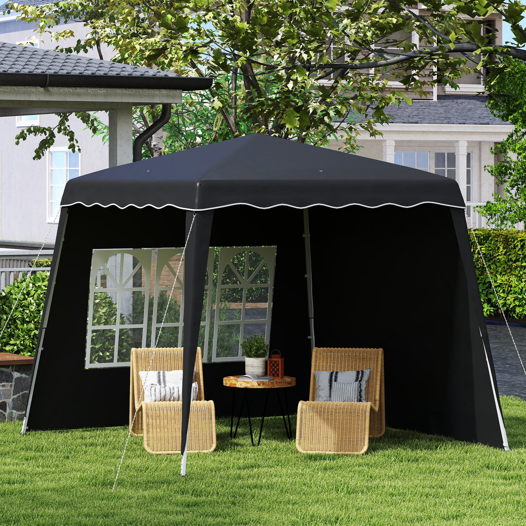 2.4 x 2.4m Two Wall Pop Up Gazebo - Black