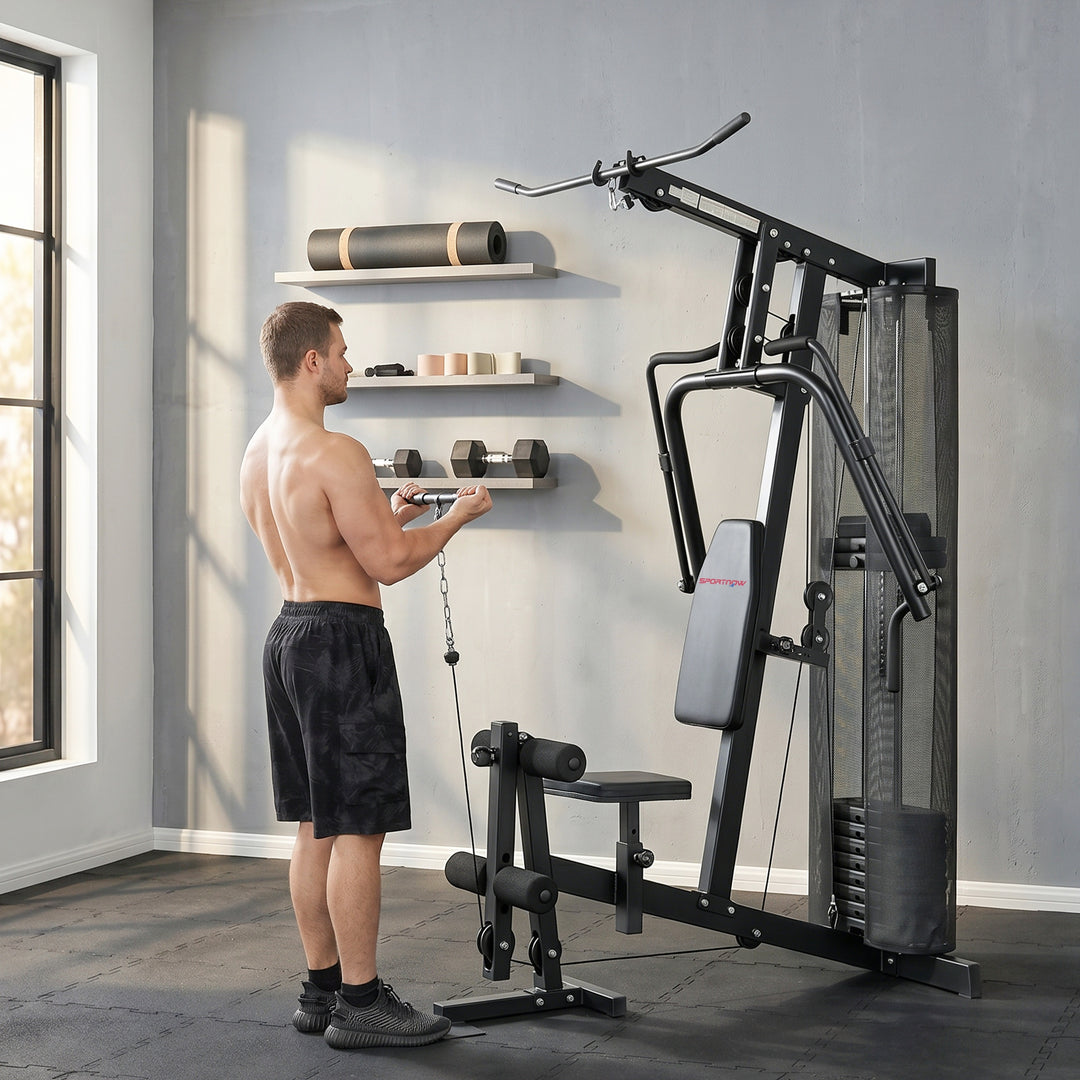 Multi Gym with Adjustable Seat and Back, All in One Home Gym Machine w