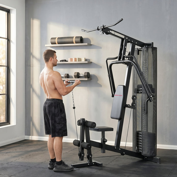Multi Gym with Adjustable Seat and Back, All in One Home Gym Machine w