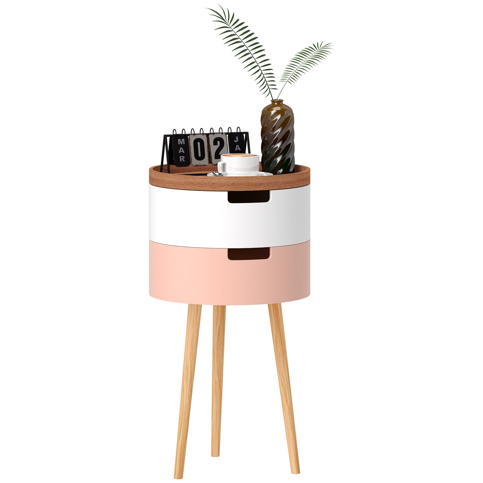 Three-Tier Tray Top Side Table - Multicoloured