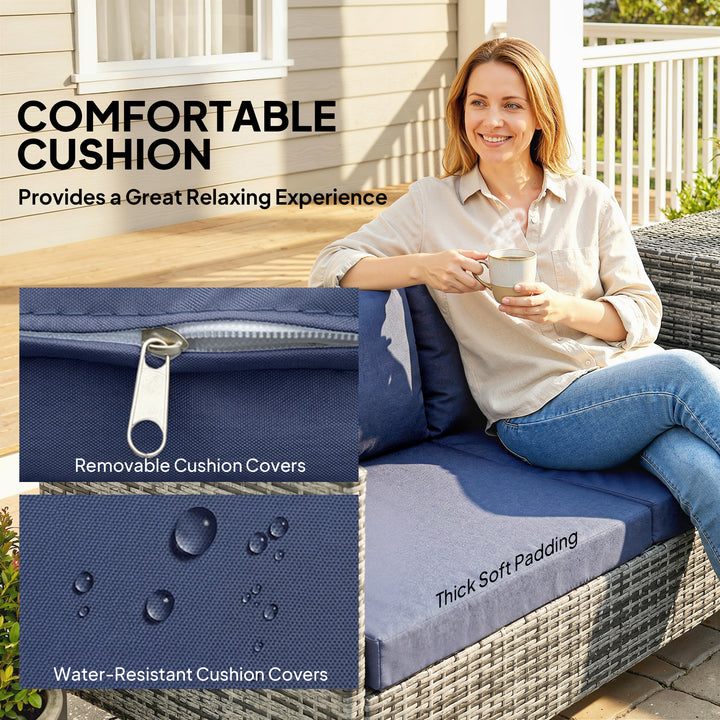 4 Piece Rattan Garden Furniture Set, Outdoor Corner Sofa Set with Stor