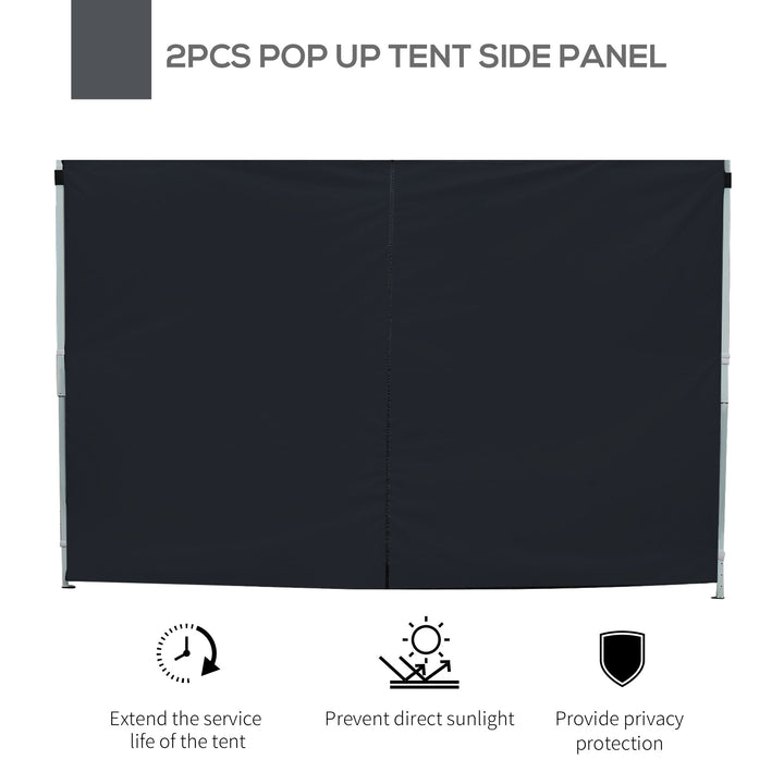 3 Meters Gazebo Replaceable Exchangeable Side Panel Wall Panels Walls With Window, Black