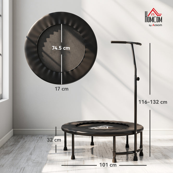 MCL 40" Fitness Trampoline with Adjustable Handle, Rebounder Trampoline, Mini Jumper for Indoor Exercise Workout, Black