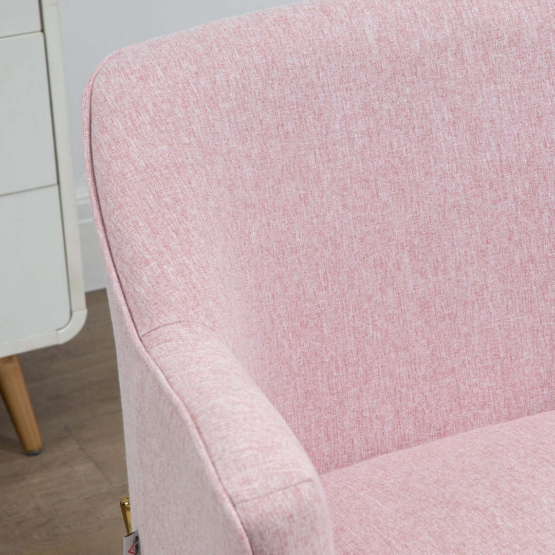 Accent Chair, Living Room Armchair, Vanity Chair with Gold Plating Metal Legs and Soft Padded Seat for Bedroom and Café, Set of 2, Pink