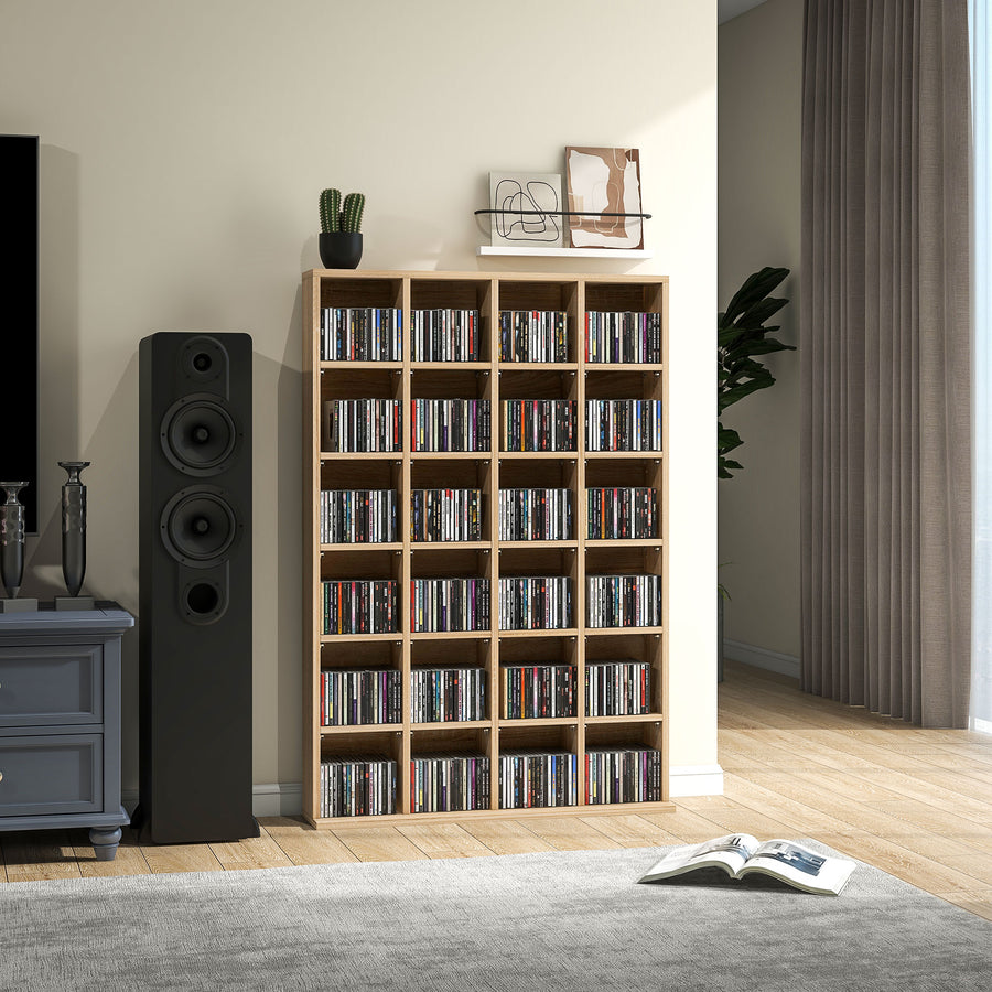 CD Storage Unit with Adjustable Shelves, 89 x 130.5 cm, Nature Wood Finish