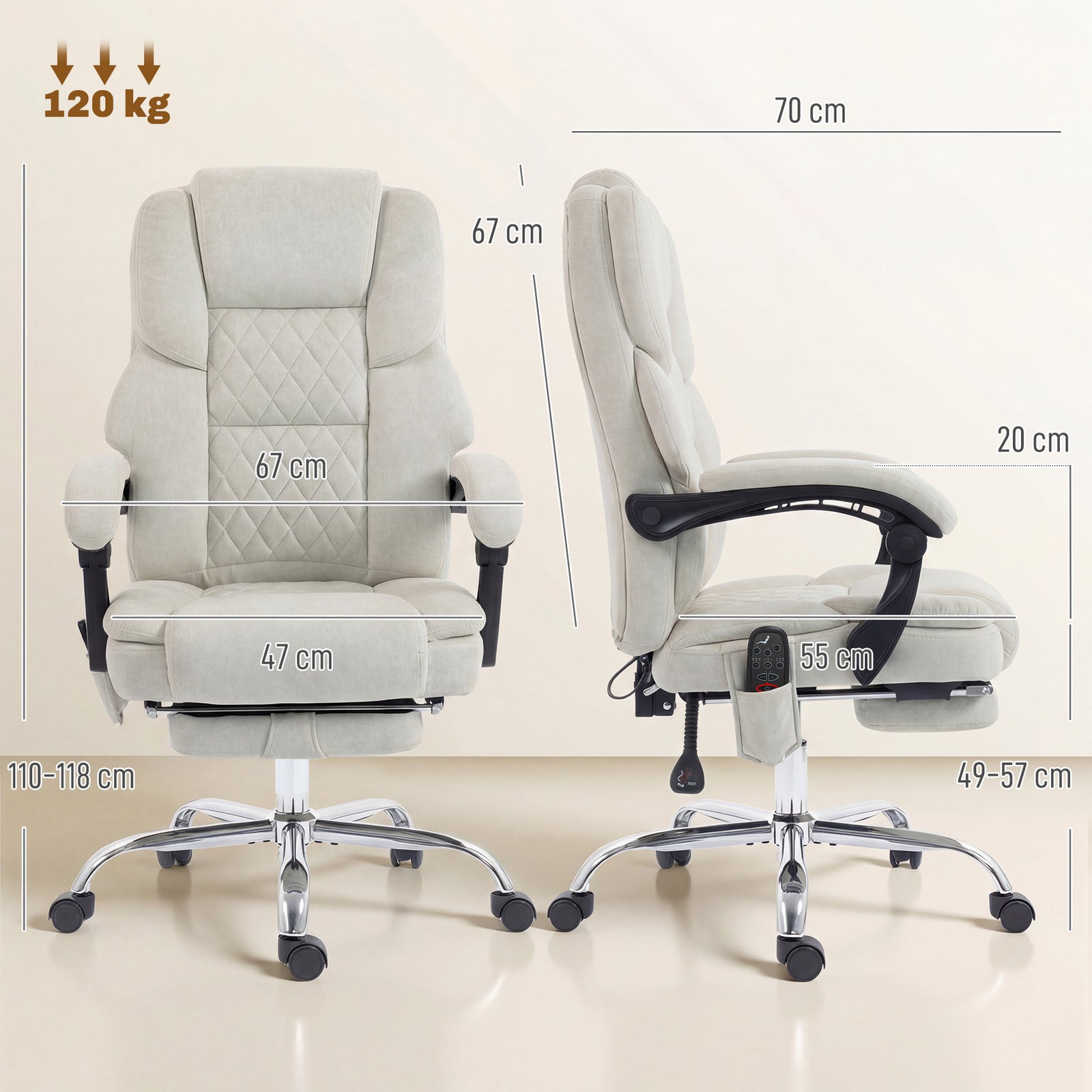 Office Chair with 6-point Vibration Massage and Heat, Fabric Desk Chai