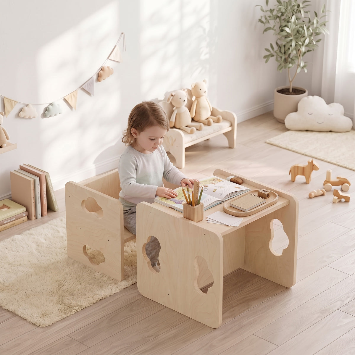 Montessori Inspired Toddler Table and Chair Set with 3-Level Heights - view 2