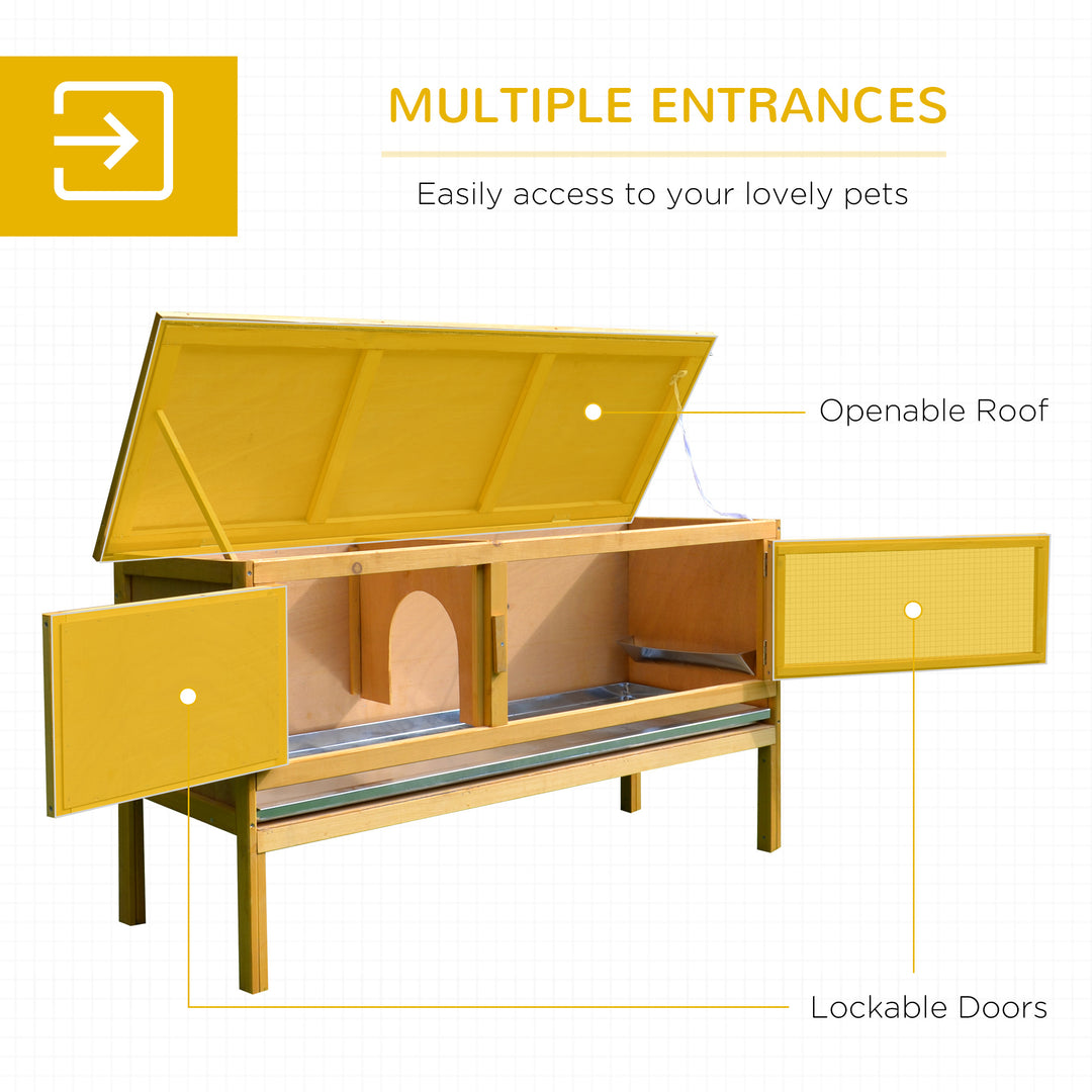 Rabbit Hutch Outdoor Guinea Pig Hutch House Small Animal Bunny Cage w/ Openable Roof, 115 x 44 x 65 cm