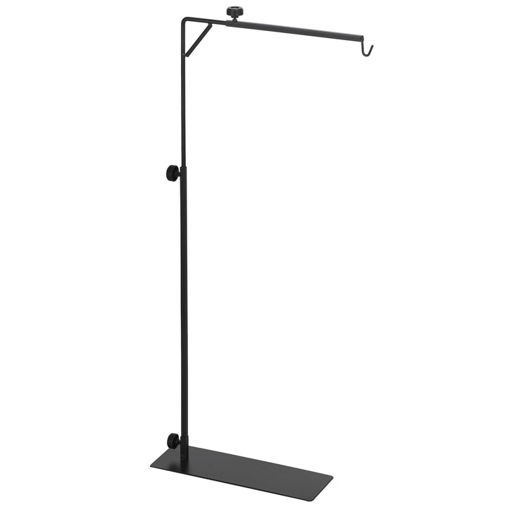 PawHut 86-129Hcm Adjustable Height and Length Reptile Lamp Stand Holder with Hook Hanging, Base - Black | Aosom UK