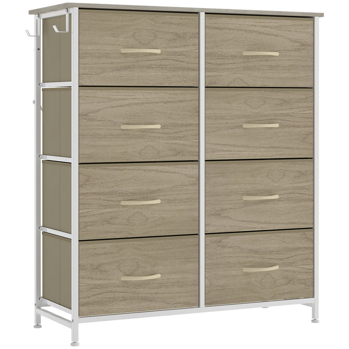 Chest of Eight Fabric Drawers - Natural wood finish