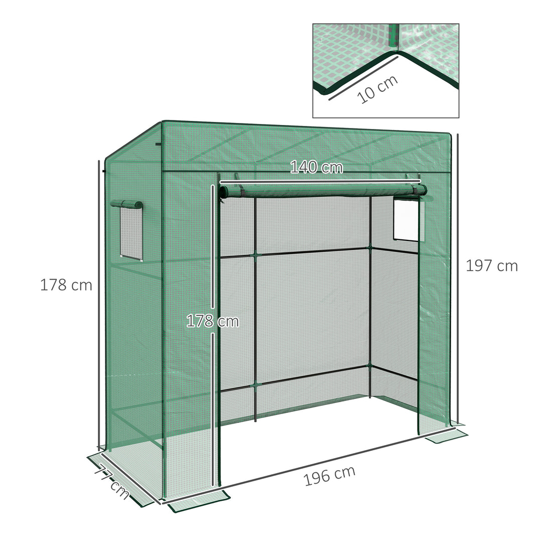 77 x 196cm Walk-In Greenhouse, with Accessories