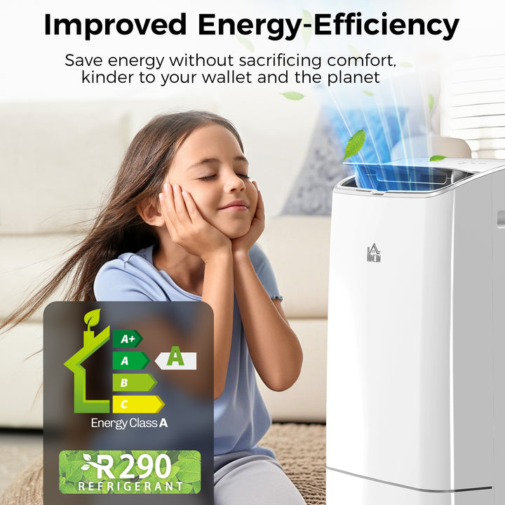 14000 BTU Mobile Air Conditioner, 35m², Smart Home WiFi, with Dehumidifier, Fan, 24H Timer, Window Kit, White