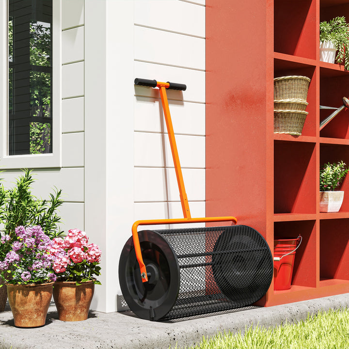 Compost Spreader, 24" Peat Moss Spreader with Height Adjustable T Shap