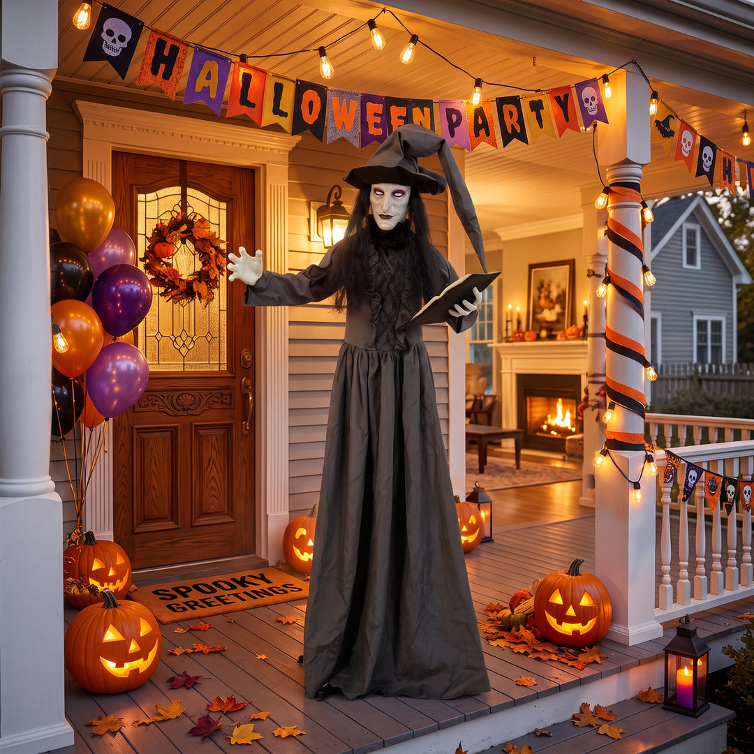 180cm Life Size Animated Witch Halloween Decorations Outdoor Indoor, S