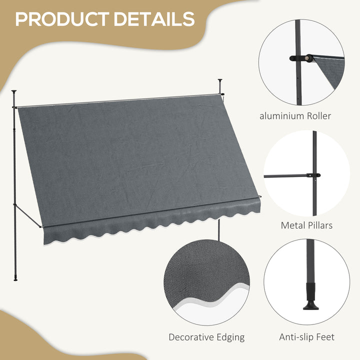 3.5 x 1.2m Manual Retractable Awning - Grey
