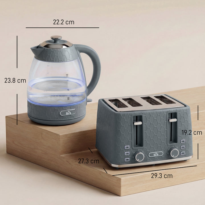 Kettle and Toaster Set, 1.7L 3000W Rapid Kettle with Strix Thermostat, 4 Slice Toaster with 7 Browning Controls