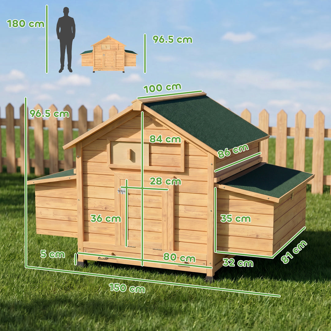 Chicken Coop, Wooden Outdoor Hen House with Nesting Box, Openable Wate